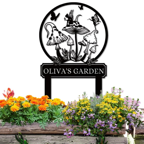 KAINSY Personalized Garden Signs | Garden Stake Metal Sign | Customized Fairy Garden Name Sign Yard Sign l Garden Signs Decorative Outdoor | Gardening Decor Gifts for Gardeners(10inches)