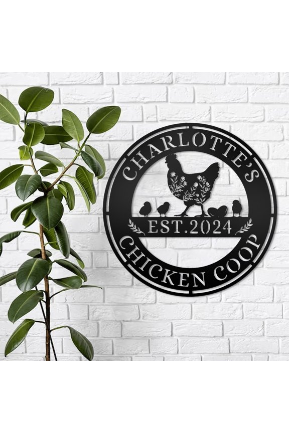Personalized Metal Chicken Coop Sign, Custom Chicken Coop Decor Fluffy Butt Hut Sign, Chicken Coop Signs for Outside, Custom Metal Signs Chicken Coop Signs for Farm Yard Wall Decor(10inches)