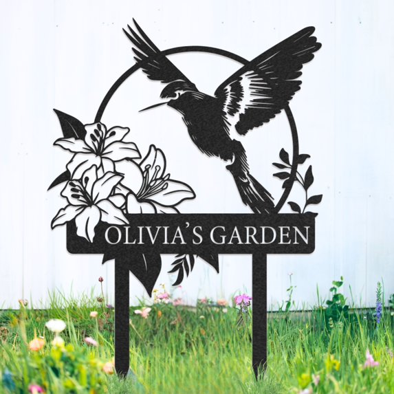 KAINSY Personalized Metal Garden Sign, Custom Garden Decor, Custom Yard Art Sign, Outdoor Gardening Home Decor, Garden Stake Gifts for Gardeners(10inches)