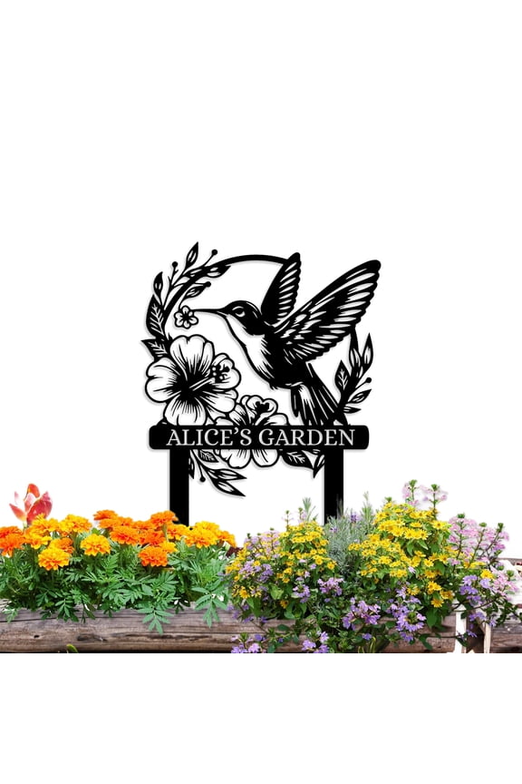 Personalized Metal Garden Signs | Custom Bird Garden Sign with Stakes | Garden Signs for Outside | Metal Yard Decor | Patio Decor | Custom Family Name Sign | Gardening Decor Gifts(10inches)