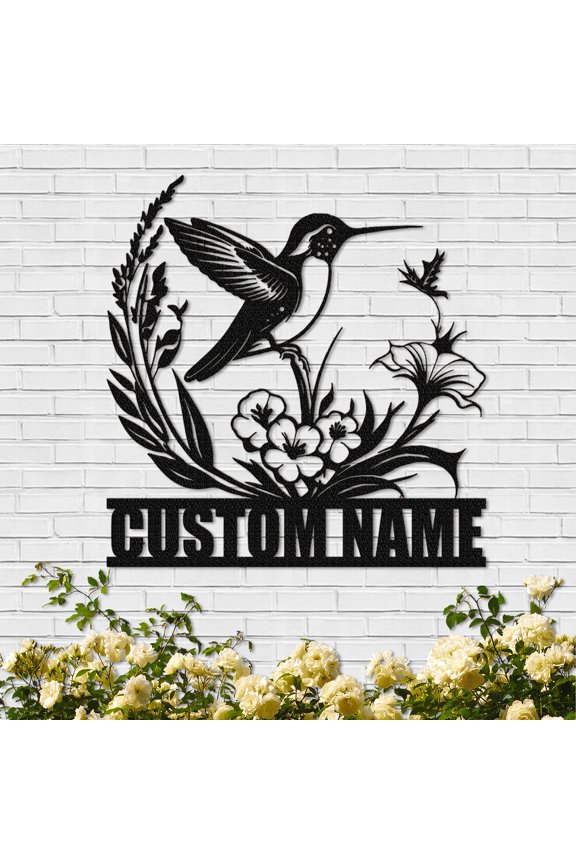 Personalized Metal Signs | Bird Metal Wall Art | Metal Name Sign Birds Welcome Plaque | Custom Garden Sign Yard Signs | Personalized Wedding Gifts | Housewarming Decor Indoor Outdoor(10inches)