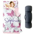 thumbnail image 1 of KAINSY Personalized Name Toddler Nap Mat with Blanket and Pillow Case, Custom Pink Butterfly Theme Kids Sleeping Bag for Girls, Soft and Cozy for Preschool, Children Daycare, 1 of 8