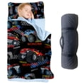 thumbnail image 1 of KAINSY Personalized Slumber Bag - Custom Name Monster Truck Theme Sleeping Bag for Kids, Cozy and Durable Slumber Bag for Boys and Girls, Perfect for Sleepovers, Camping, Daycare, and Preschool Naps, 1 of 4