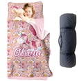 thumbnail image 1 of KAINSY Personalized Toddler Nap Mat Set with Removable Pillow, Ultra Soft Slumber Bags for Girls，Perfect for Preschool, Daycare, Custom Name Kids Sleeping Bags with Rollup Design - Easy to Carry, 1 of 8