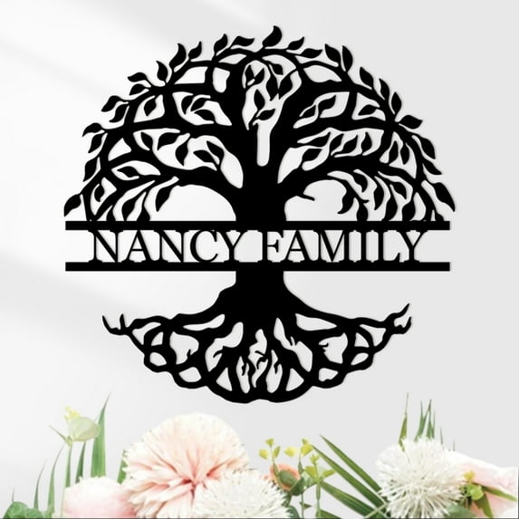 KAINSY Personalized Tree of Life Metal Sign | Custom Family Name Sign Wall Decor | Tree of Life Wall Art | Metal Last Name Sign | Custom Metal Signs Personalized | Outdoor Patio Signs(10inches)