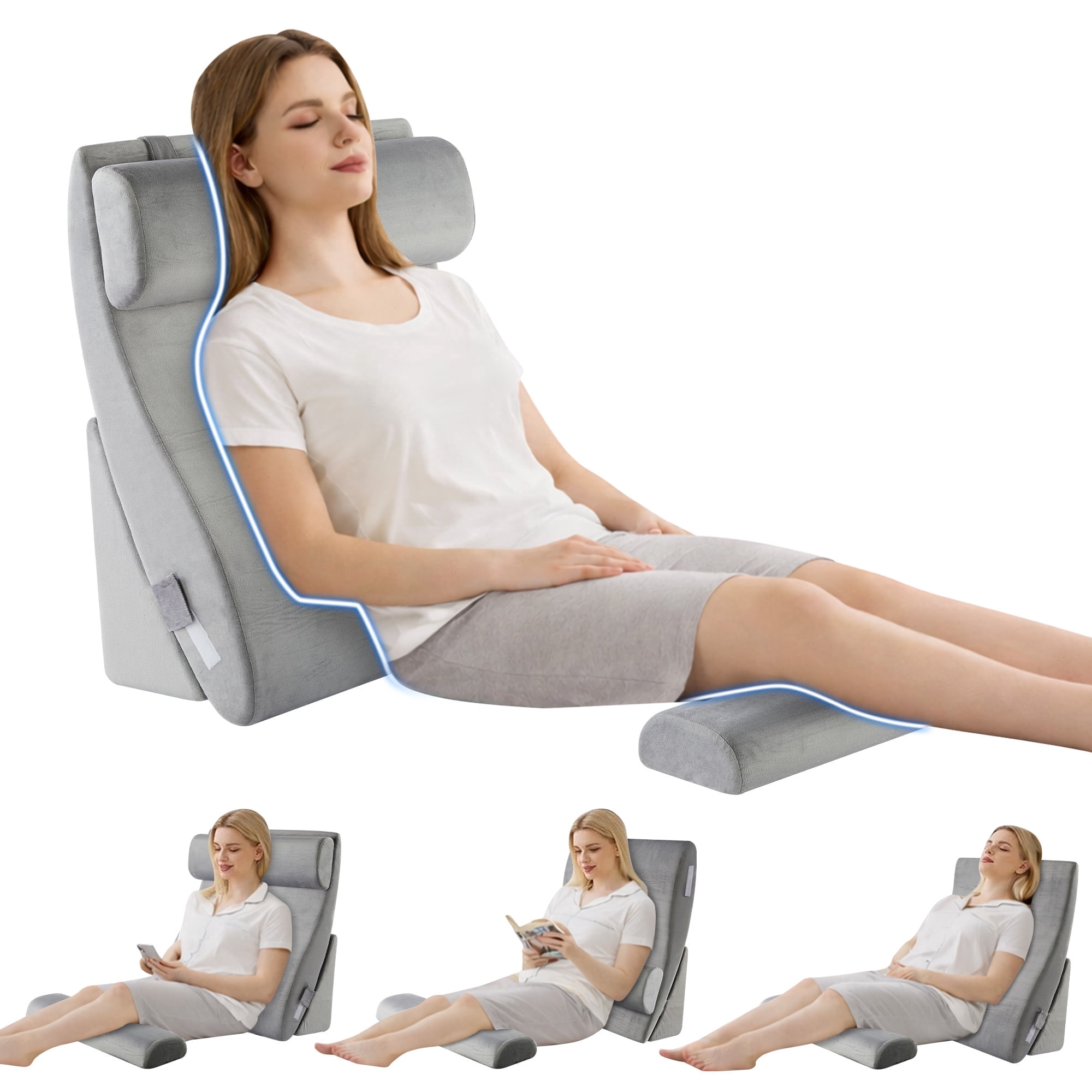 KAIPARA 4Pcs Bed Wedge Pillow Set for Sleep Apnea, Memory Foam Wedge Pillow for After Surgery, Elevation Pillow for Leg and Back Pain Relief & Acid Reflux