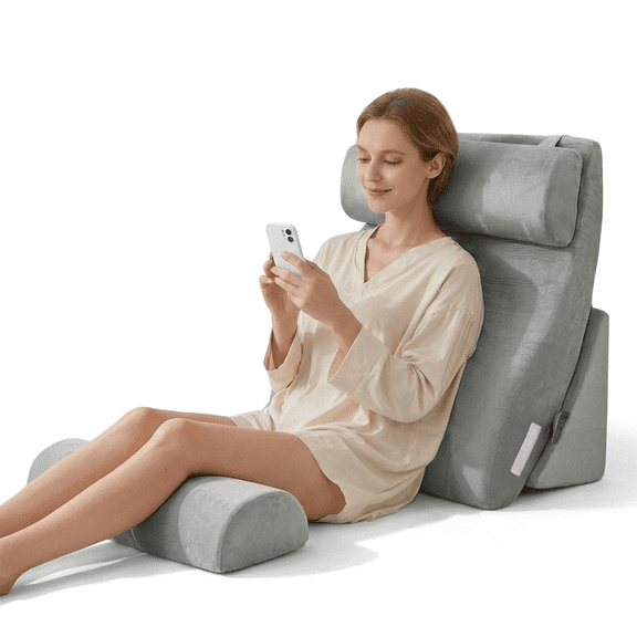 KAIPARA 4Pcs Bed Wedge Pillow Set for Sleep Apnea, Memory Foam Wedge Pillow for After Surgery, Elevation Pillow for Leg and Back Pain Relief & Acid Reflux