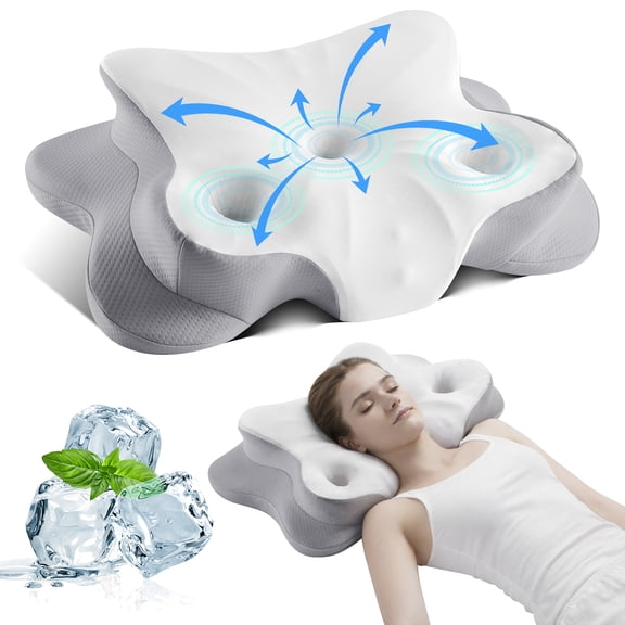 KAIPARA Cervical Neck Pillow, Neck Support Pillows for Sleeping, Contour Memory Foam Pillows for Side, Back & Stomach Sleepers, Ergonomic Pillow with Breathable Cover, Gray