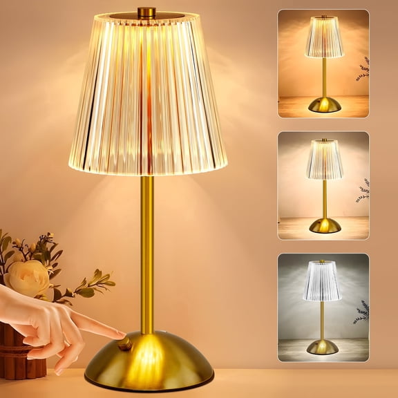 KAIPARA Cordless 3 Color Temperatures Table Lamp, Rechargeable Lamp with Touch Control, Dimmable Brightness Light for Bedroom, Living Room, Bars Decor
