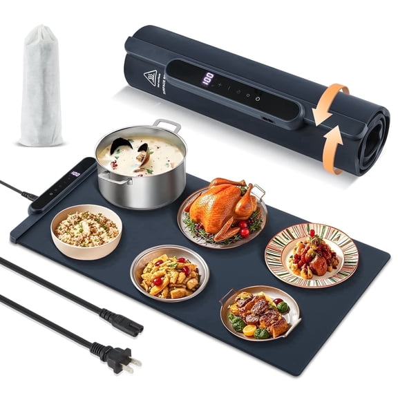 KAIPARA Warming Mat for Food, 25.6" x 15.15" Fast Heating in 10s with 11-Level Temp & 10H Timer Settings, Portable Countertop Food Warmers for Parties, Buffet, Black
