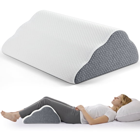 KAIPARA Knee Pillow for Back Sleeping, Leg Pillow Knee Wedge Pillow, Memory Foam Wedge Pillows for Legs Post Surgery, Triangle Pillow for Knee Support, Leg Elevation, Knees Hip Back Pain Relief