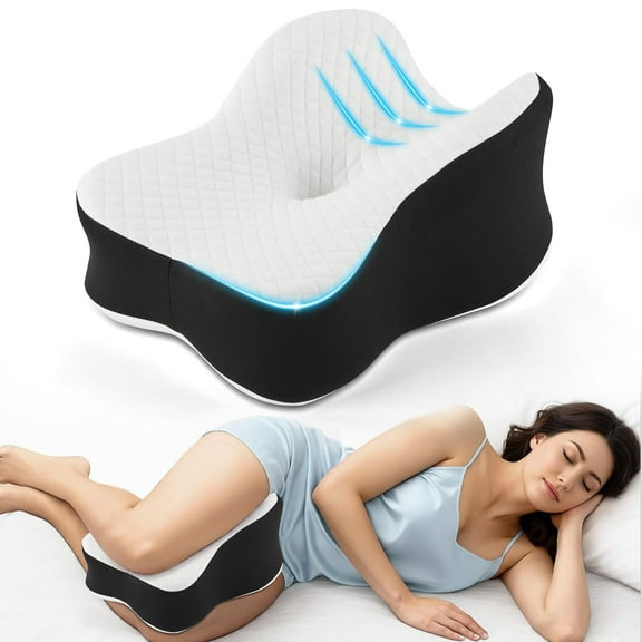 KAIPARA Knee Pillow for Side Sleeper, Memory Foam Leg Pillow for Side Sleeping, Sciatica Pain Relief Pillow, Spine Alignment Pillow for Hip, Back, Joints Pain Relief