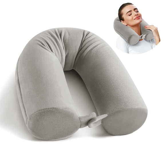 Kaipara Twist Memory Foam Travel Pillow, Gray, for neck, chin, leg, and lumbar support