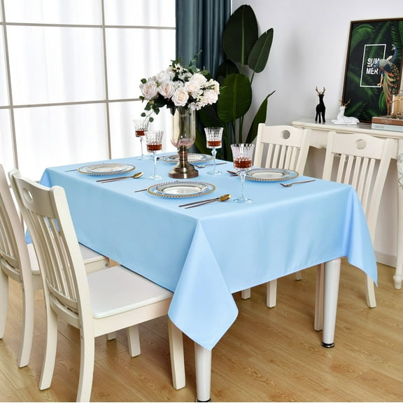 KAIPHO Baby Blue 52 x 70 inch Rectangle Tablecloth Waterproof Stain Resistant Wrinkle Free Wipeable Rectangular Table Cloth for Party, Banquet