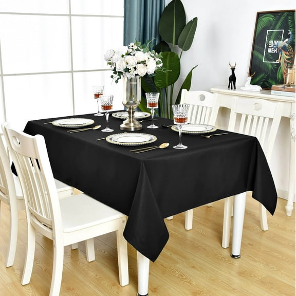 KAIPHO Black 52 x 70 inch Rectangle Tablecloth Waterproof Stain Resistant Wrinkle Free Wipeable Rectangular Table Cloth for Party, Banquet