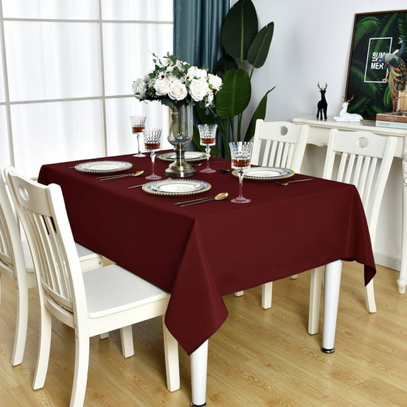 KAIPHO Burgundy 54 x 54 inch Rectangle Tablecloth Waterproof Stain Resistant Wrinkle Free Wipeable Square Table Cloth for Party, Banquet