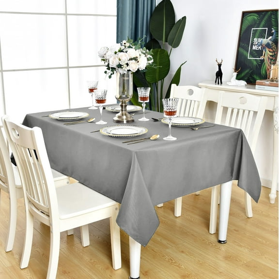 KAIPHO Gray 54 x 54 inch Rectangle Tablecloth Waterproof Stain Resistant Wrinkle Free Wipeable Square Table Cloth for Party, Banquet
