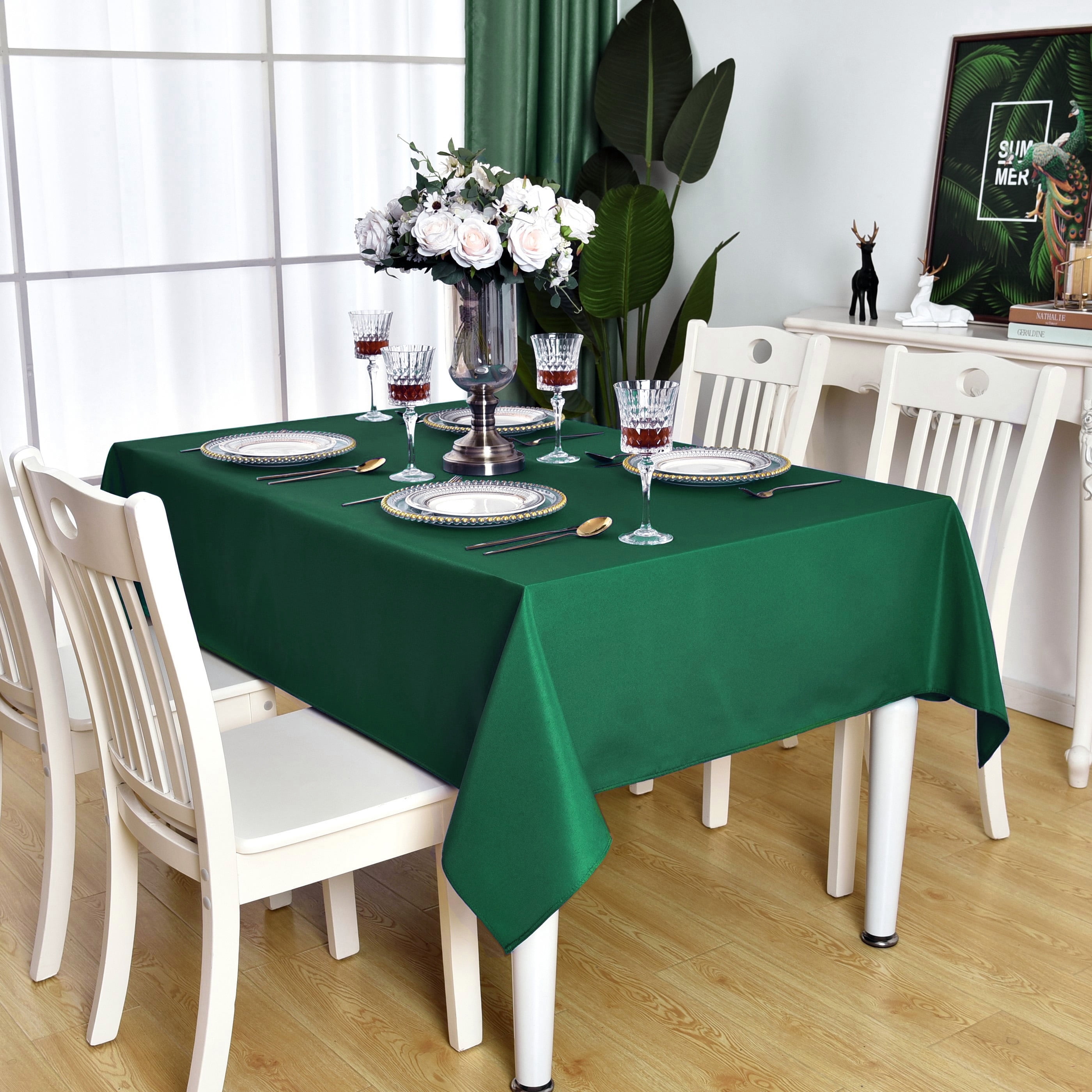 KAIPHO Green Rectangle Tablecloth Waterproof Stain Resistant Wrinkle Free Table Cloth 210GSM Polyester Wipeable Table Cover for Party, Banquet - Rectangular/Square, 54 x 54 inch
