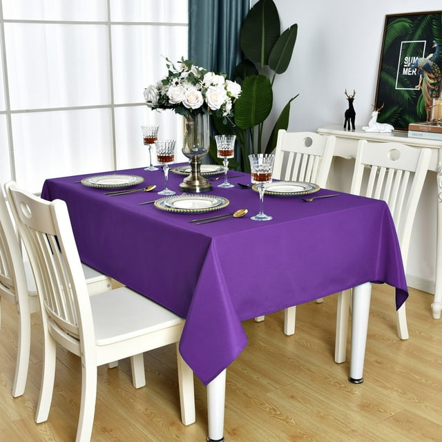 KAIPHO Purple Rectangle Tablecloth Waterproof Stain Resistant Wrinkle Free Table Cloth 210GSM ...
