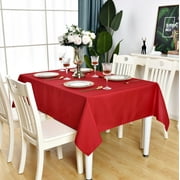KAIPHO Red Rectangle Tablecloth Waterproof Stain Resistant Wrinkle Free Table Cloth 210GSM Polyester Wipeable Table Cover for Party, Banquet - Rectangular/Square, 52 x 70 inch