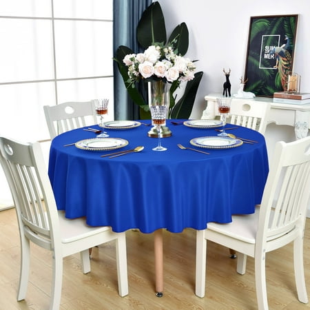 KAIPHO Royal Blue Round Tablecloth Waterproof Stain Resistant Wrinkle Free Table Cloth 210GSM Polyester Washable Wipeable Table Cover for Party, Banquet, Wedding, Indoor and Outdoor (48 inch, Circle)