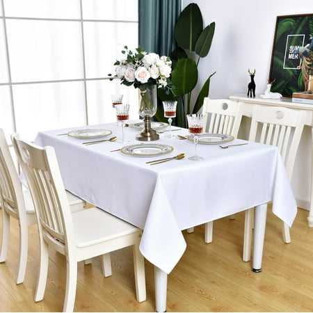 KAIPHO White Rectangle Tablecloth Waterproof Stain Resistant Wrinkle Free Table Cloth 210GSM Polyester Wipeable Table Cover for Party, Banquet - Rectangular/Square, 54 x 54 inch