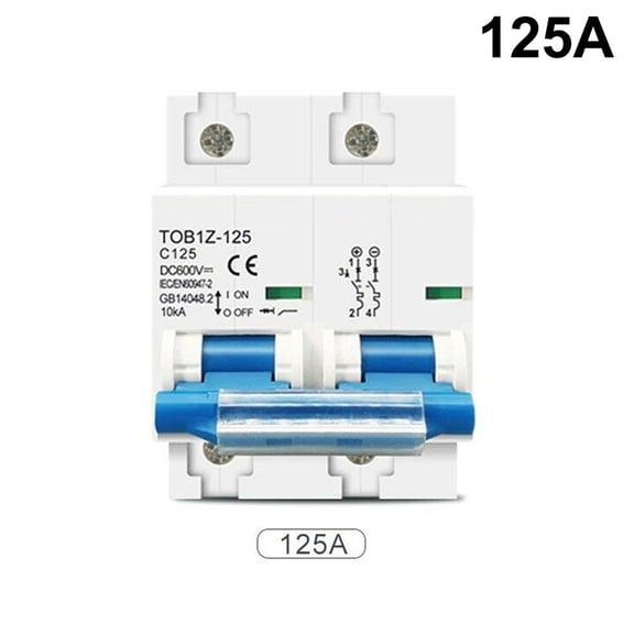 KAIRUITE DC MCB for Solar PV 2P 125A 100A 80A 600V Circuit breaker PV System Battery