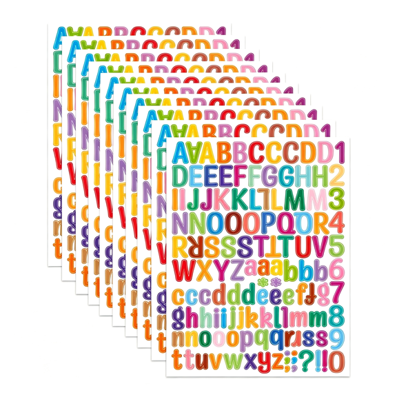 KAISA 10 Sheets Letter Stickers,1260 Pcs Scrapbook Stickers,1 Inch Vinyl Number Alphabet Sticker,Self-Adhesive Stick on Letters for Mailbox Bottles Crafts Posters Decor