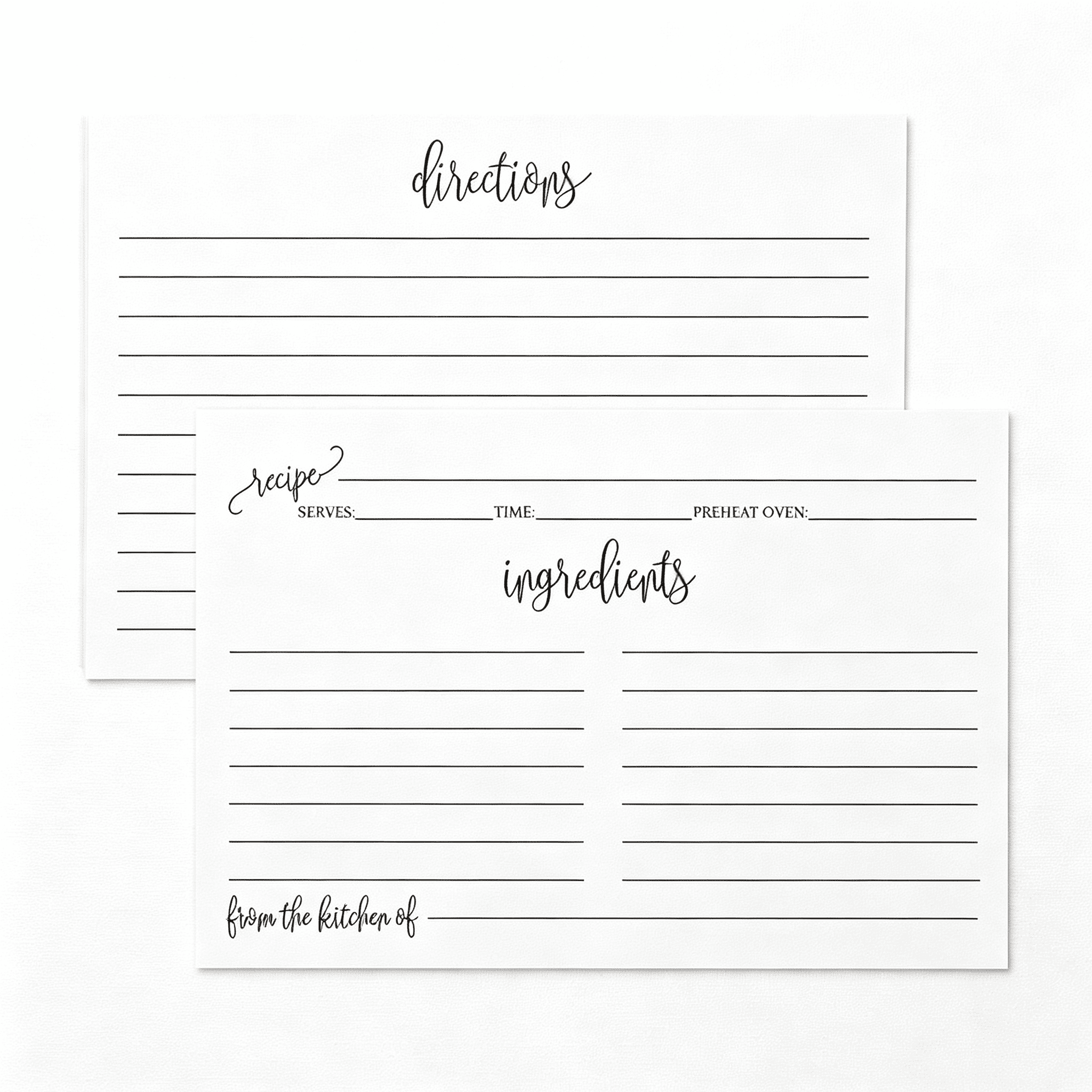 KAISA 100 Pack 4X6 Recipe Cards Double Sided for Bridal Shower Wedding ...