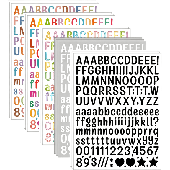 KAISA 15 Sheets 0.5 " Mini Letter Stickers,Vinyl Self-Adhesive Waterproof Alphabet Number Stickers for Scrapbook Crafts Classroom Signs Self-Adhesive Letter Stickers for Scrapbooking (Colorful)