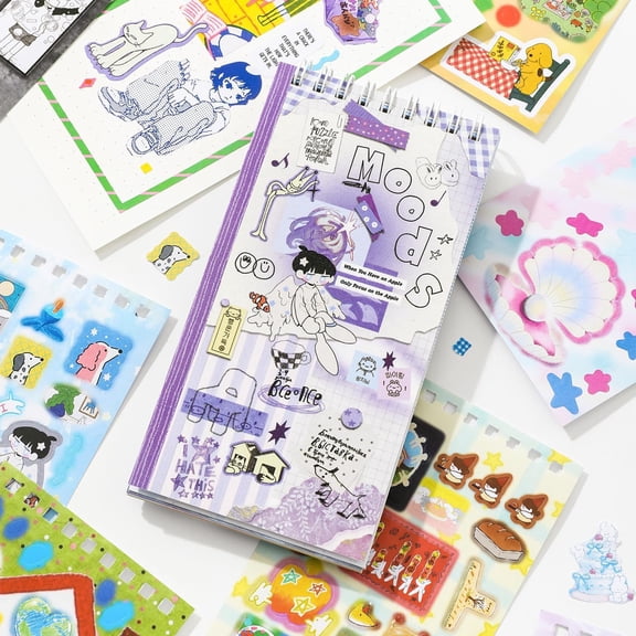 KAISA 20 Sheets Kawaii Sticker Book Set,500+ Korean Japanese Stickers Book for Journaling,Cute Aesthetic Stickers for Scrapbooking,Planner,Notenook,Diy Craft(Emotional Specimen)