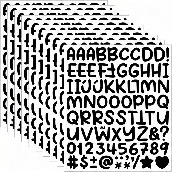 KAISA 20Sheets Letter Stickers Small Alphabet Stickers 1 Inch Vinyl Self-Adhesive Waterproof Letters Number for Scrapbooking Water Bottles Cup Diy Crafts Sign,Labels,Mailbox (Cartoon Black)