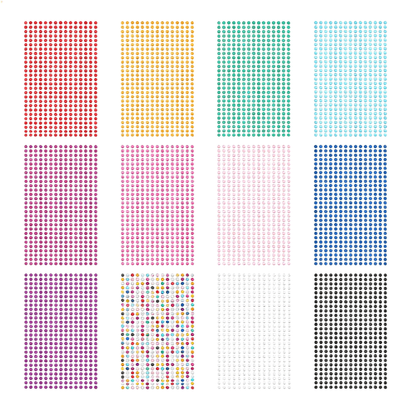 KAISA 3Mm Gem Stickers, 7680pcs Rhinestone Stickers for Crafts, 12 Embellishment Rhinestone Sheets Self Adhesive Jewel Crystal Gem Diamonds for Scrapbooking, Nail, Makeup, Festival