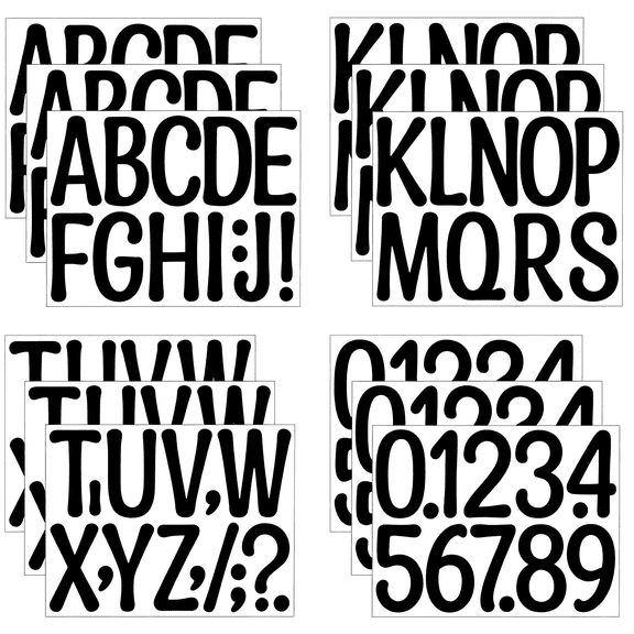 KAISA 4 Inch Vinyl Alphabet Stickers,12 Sheets Self-Adhesive Waterproof Number Letter Stickers for Mailbox,Signs,Cars,Doors,Address Number Self-Adhesive Vinyl Letters 4 Inch (Thin Black)