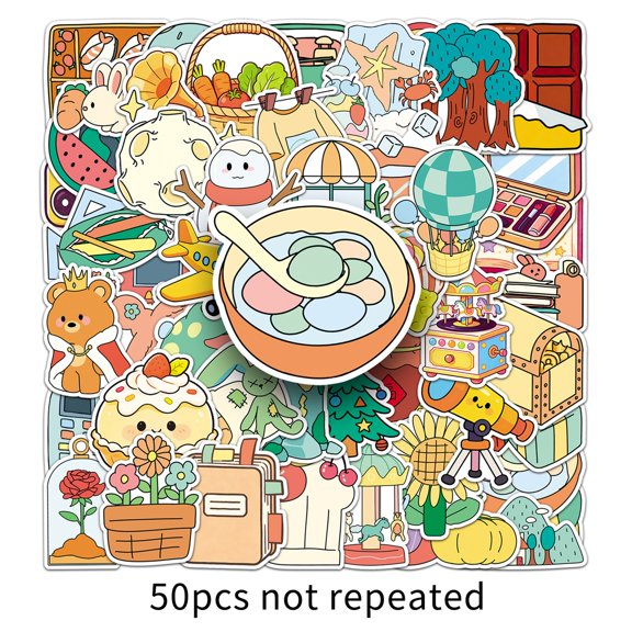 KAISA 50 Pcs Small Doodle Cartoon Stickers Cute Crafts,Cards,Flowers Decor,Scrapbook,Gifts Bags,Laptop,Party Favors(Colourful Cute Crafts Cute Stickers