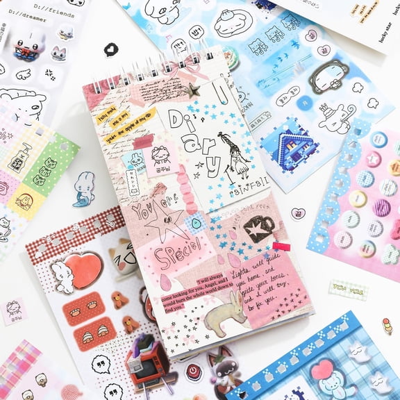 KAISA 500+ Kawaii Sticker Book for Journaling,20 Sheets Cute Japanese Stickers Book,Korean Stickers for Scrapbooking,Planner,Notenook,Diy Craft,Calendar(Girl'S Diary)