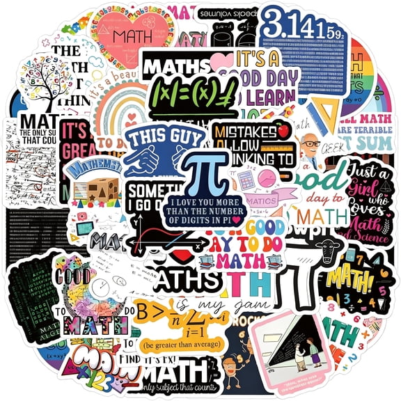 KAISA 60Pcs Waterproof Math Stickers Pack,Unique Math Themed Decals for Water Bottles,Laptops,Notebooks,Gifts for Teachers,Students,Stem Enthusiasts,Classroom Decoration (Math)