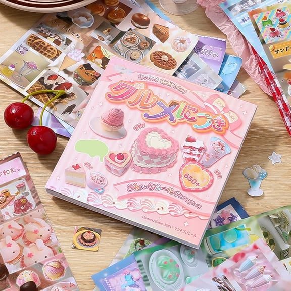 KAISA 650+ Japanese Sticker Book,Aesthetic Japanese Food Stickers for Journal,Cute Sticker Book for Scrapbook,Bullet Journal,Planner,Dairy,Diy Crafts,Kawaii Decoration Stickers for Adults Women