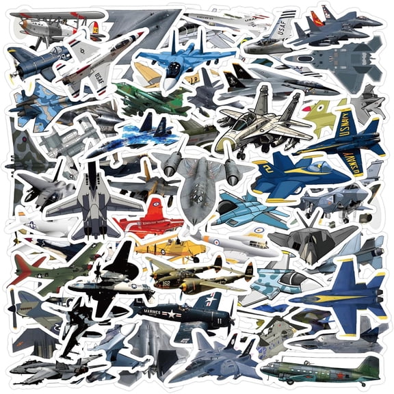KAISA 65Pcs Military Fighter Jet Sticker Pack,Waterproof Vinyl Aviation Plane Decals,Realistic War Aircraft Stickers for Tumbler Water Bottle Laptop Scrapbooking Teens Boys Diy Hobby Gift Decor