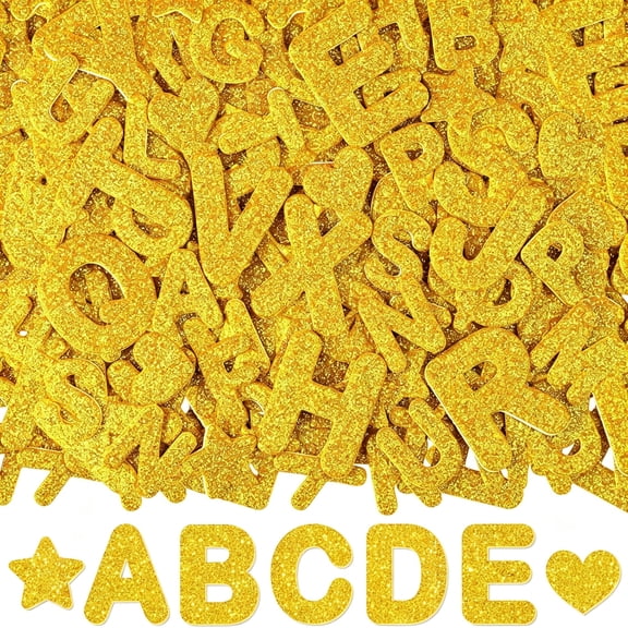 KAISA 896 Pcs Glitter Foam Letter Stickers,Self-Adhesive 3D Abc Alphabet Stickers,14 Sheets Foam Letters for Crafts Scrapbooking Gift Wrapping Card Making School Projects Diy Decor (Gold)