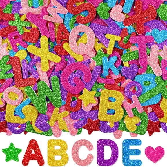 KAISA 896Pcs Glitter Foam Letter Stickers,Self-Adhesive 3D Abc Alphabet Stickers,14 Sheets Foam Letters for Crafts Scrapbookgift Wrappcard Makschool Projects Diy Decor Multicolored