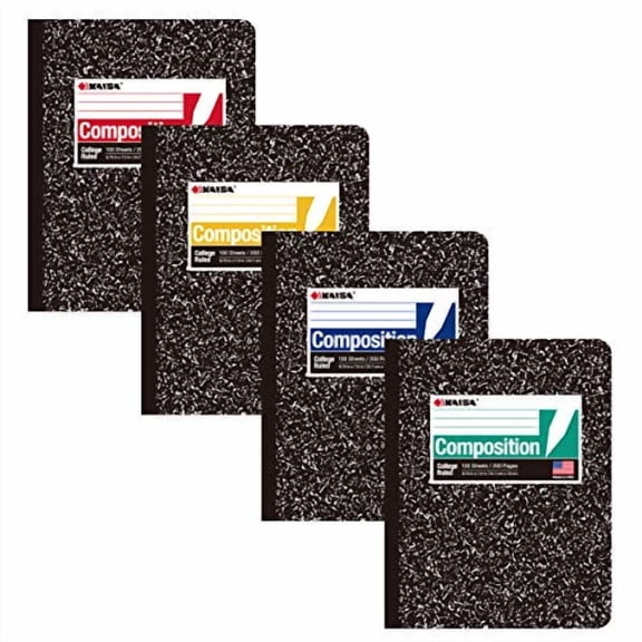 KAISA Composition Notebooks 100Sheets Comp Book, College Ruled, 9.75x7.5inch, Classic Marble Primary Composition Notebook, 20Pads, C10001C