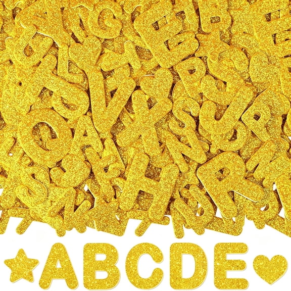 KAISA Glitter Foam Letter Stickers,448 Pcs Self-Adhesive 3D Abc Alphabet Stickers,7 Sheets Foam Letters for Crafts Scrapbooking Gift Wrapping Card Making School Projects Diy Decor (Gold)