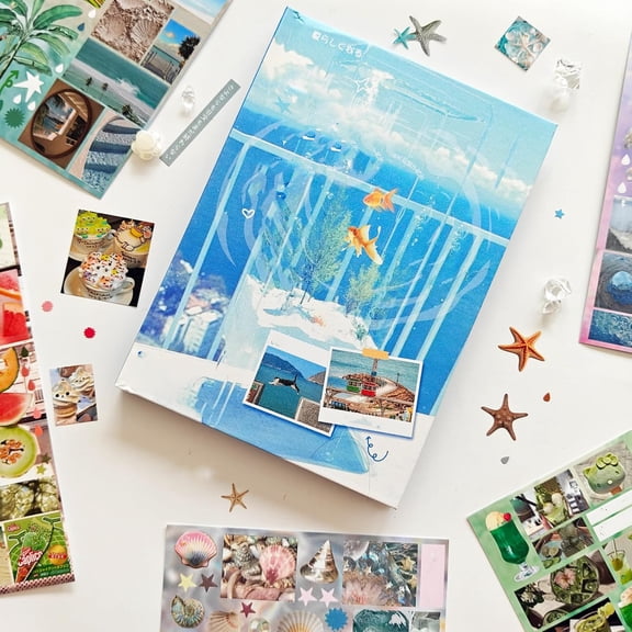 KAISA Korean Sticker Book Set,500+ Japanese Summer Themed Stickers Book for Journaling Supplies,Kawaii Sticker for Scrapbooking,Junk Journal,Notebook,Planner,Calendar(Summer Relaxation)