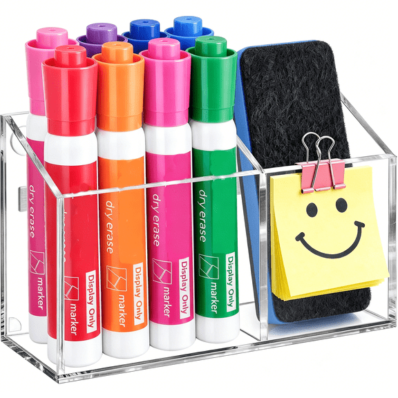 KAISA Magnetic Pen Holder,Clear Magnetic Marker Cup for Fridge Whiteboard | Dry Erase Marker Pencil Holder with Acrylic Cup and Strong Magnet, Non-Slip Design for Refrigerator Classroom