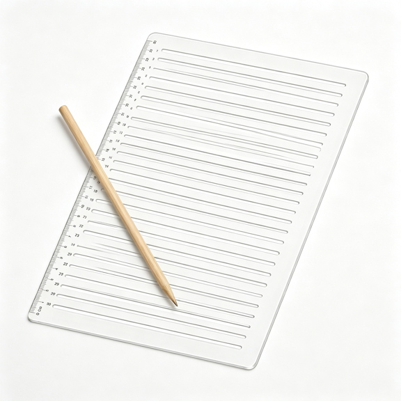 KAISA Straight Line Writing Template with Wooden Stylus,0.35 Inch Spacing Plastic Lettering Guide,Calligraphy Drawing Stencil,Paper Writing Aid for Journals Cards Envelopes