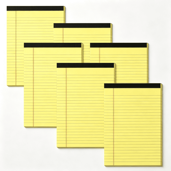 KAISA Yellow Note Pads 5X8 Small Legal Pads College Ruled Notepad for Office 6 Pack Yellow Writing Pads 5X8 Narrow Ruled Paper Pads 25 Lines 80 Gsm Paper Tablets 5X8" Lined Notepads with 30 Sheets