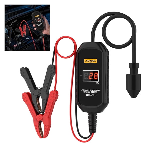 KAISAL Automotive Vacuum Gauge, 101kPa Digital Vacuum Meter Pressure Leak Tester, Engine Intake Exhaust Diagnostic Tool, 12V Car Powered
