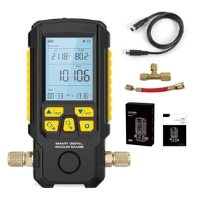 KAISAL HVAC Vacuum Gauge, Digital Vacuum Meter Pressure Leak Test Vacuometer, ±0.2% Precision, 4 Units, for Car AC & Refrigeration System, 1PC