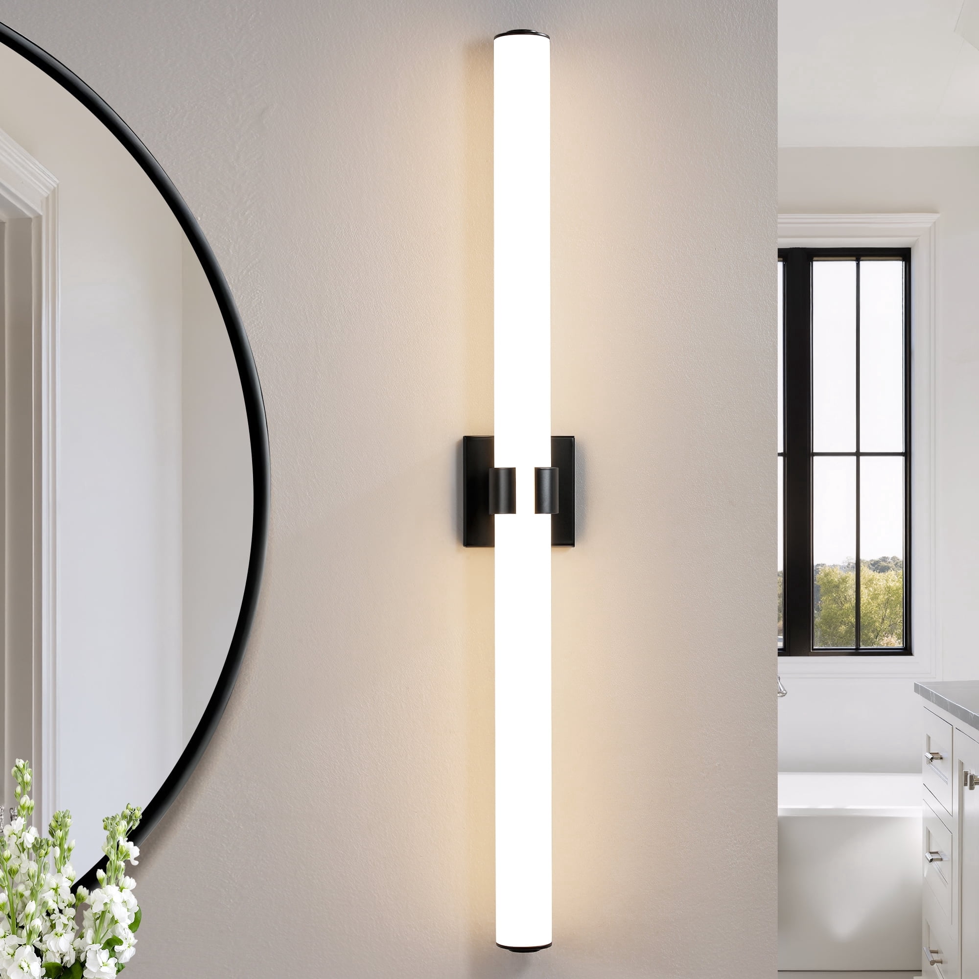 KAISITE Modern 1-Light Dimmable LED Bathroom Vanity Light, Waterproof Lamps for Bathroom, Acrylic Lampshade